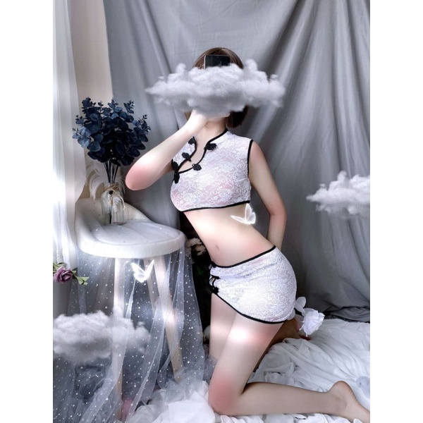 Sườn xám ngắn cosplay xuyên thấu ôm sexy