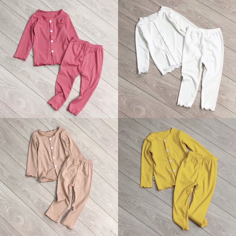 Bộ dài bé gái cotton gân xuất chất đẹp size 1-5t