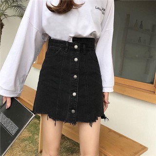 [ Hàng order] Chân váy jeans đen rách