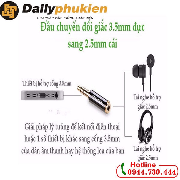 Đầu chuyển 3.5mm sang 2.5mm UGREEN 20502 dailyphukien