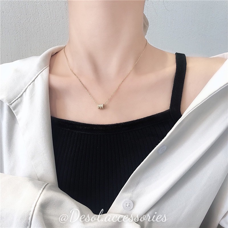 Dây chuyền, vòng cổ Clara kiểu dáng thanh mảnh phối mặt bánh xe NL042 Desol.accessories