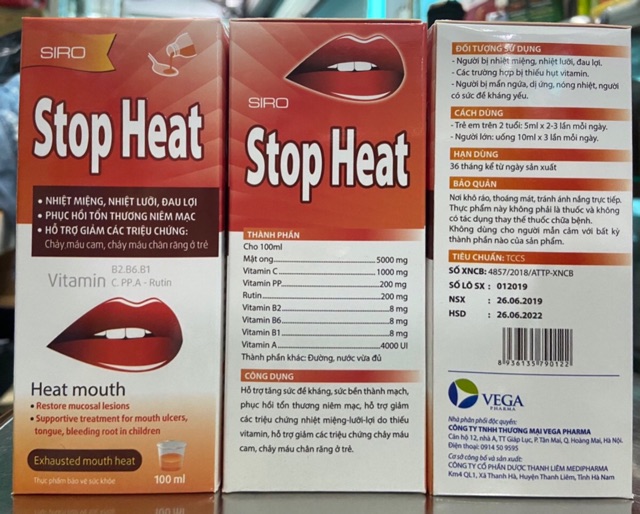 Stop Heat Viêm loét miệng lưỡi, miệng môi sưng đau, đau nhức răng lợi, viêm họng hôi miệng