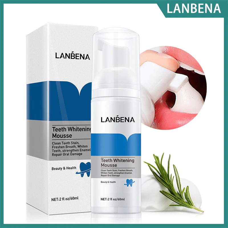 LANBENA Bọt làm trắng răng khử mùi hôi miệng kem đánh răng làm sạch răng tẩy vết ố teeth whitening mousse 60ml