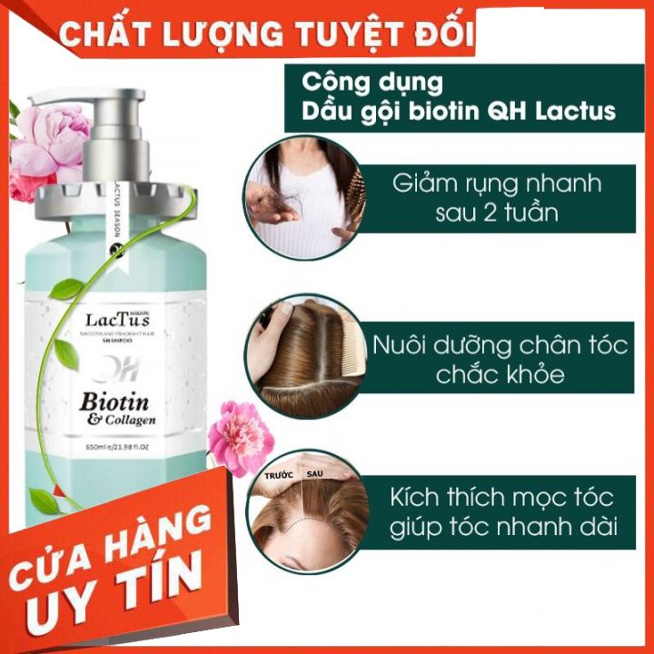 Dầu gội  dầu xả 650ml*2 lactus season biotin collagen ngăn gàu, giảm rụng tóc nuôi dưỡng tóc khỏe, suôn mượt