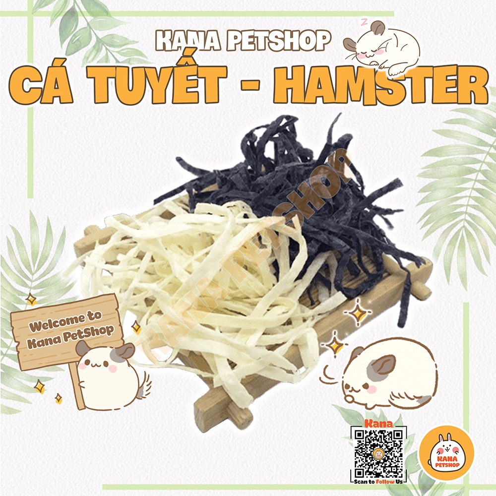 Cá Tuyết Sợi 🐹FREESHIP🐹 Thức Ăn Khô Cá Sợi Trắng Đen Đồ Ăn Dặm Hamster , Sóc , Nhím , Sóc Bay Úc.....