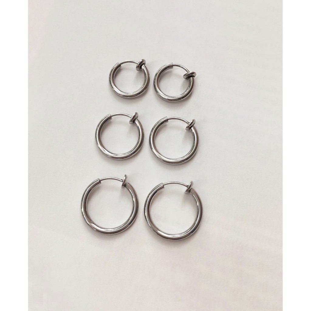 Hoop EarCuff kẹp tai titan tròn nhiều màu, nhiều size cho nam và nữ không cần xỏ lỗ không gỉ set