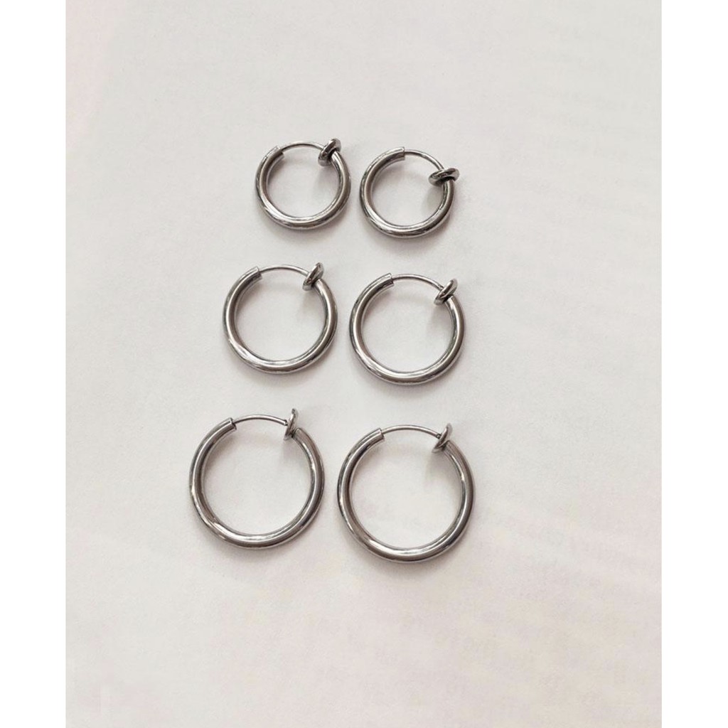 Hoop EarCuff kẹp tai titan tròn nhiều màu, nhiều size cho nam và nữ không cần xỏ lỗ không gỉ set