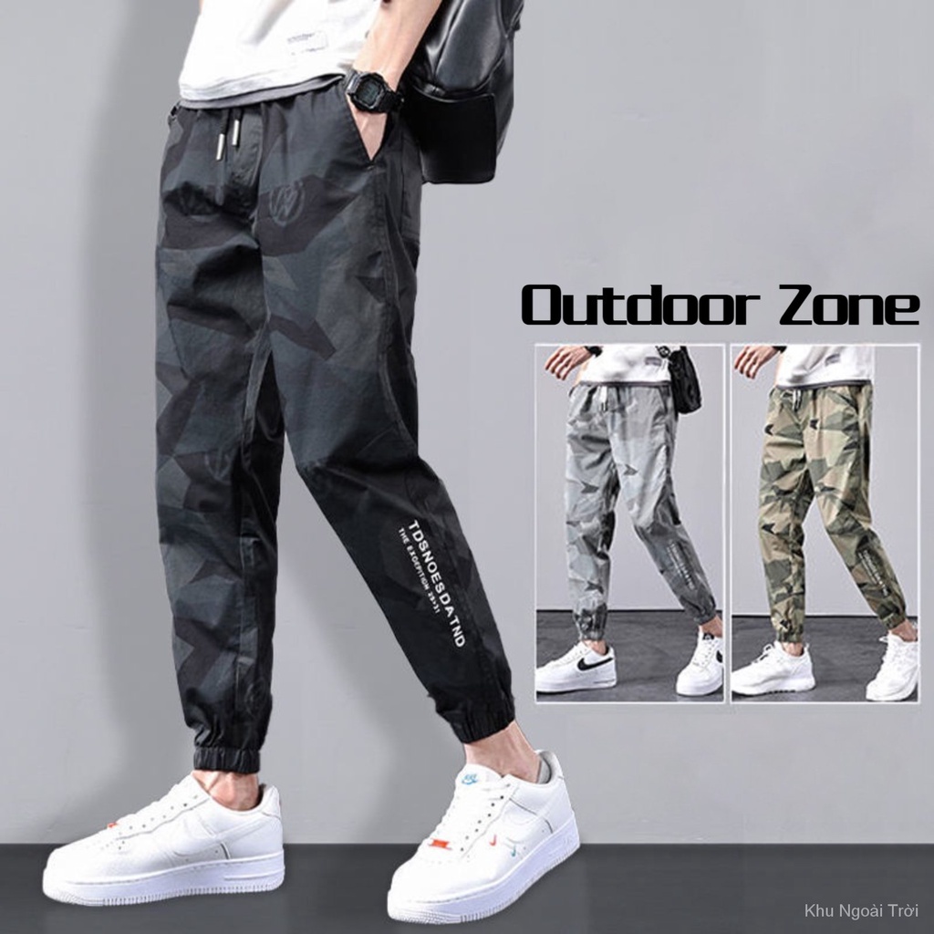 Quần dài cotton mỏng dáng rộng co giãn nhanh khô họa tiết rằn ri thời trang cho nam