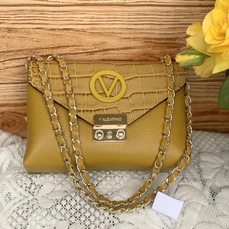 Túi VALENTINO vàng đeo vai đeo chéo 2 kiểu hàng Ý chính hãng