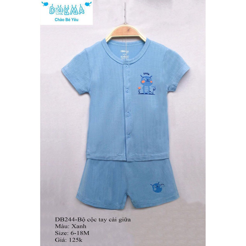 Bộ Tay Ngắn Cài Nút Giữa Dokma ( Bé 3 tháng đến 2 tuổi )
