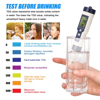 5 in 1 Professional Multi-parameter Combo Testing Meter PH/EC/TDS/Salinity/Thermometer Digital Multi-Function Tester Water Quality Tester
