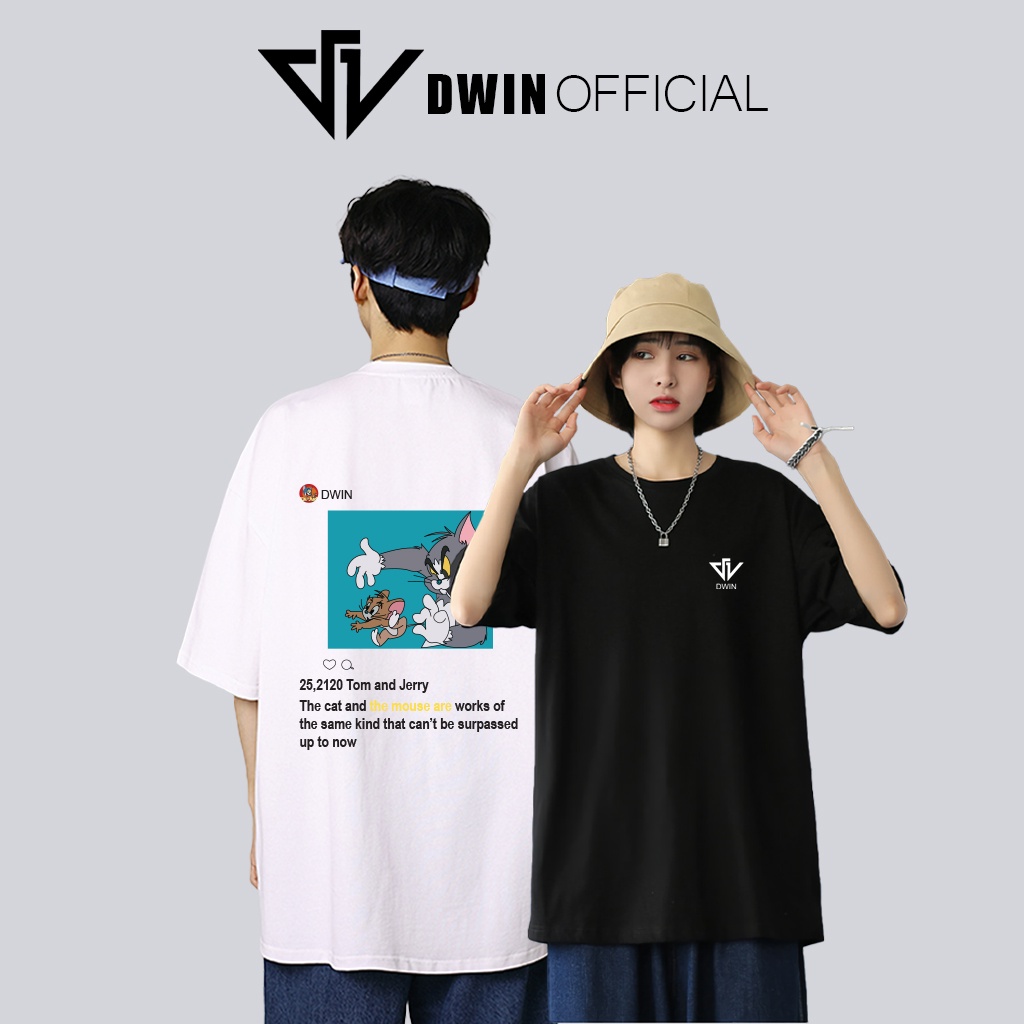 Áo thun unisex in hình tom and jerry thời trang DWin basic tee phông trơn nam nữ tay lỡ oversize form rộng