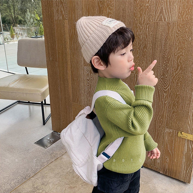 Áo sweater chui đầu vải nhung phong cách Hàn Quốc màu sắc thời trang mùa đông cho bé trai