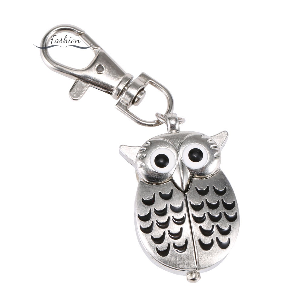 Đồng hồ bỏ túi kiêm móc khóa hợp kim hình cú mèo xinh xắn