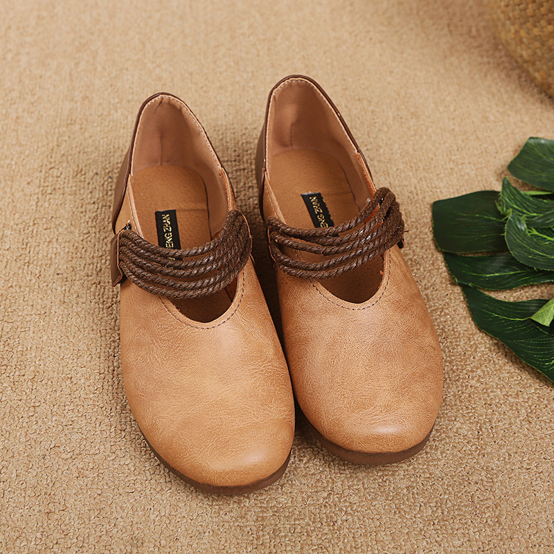Mary Jane Giày Bệt, Giày Đế Bằng Cổ Điển Ngọt Ngào Theo Phong Cách Dân Tộc, Giày Búp Bê Mũi Tròn