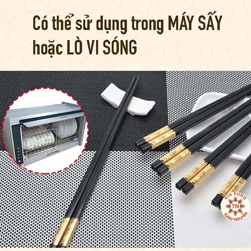 Bộ 10 Đôi Đũa Mạ Vàng, Đũa Hợp Kim Chống Mốc Hàn Quốc [ĐŨA]