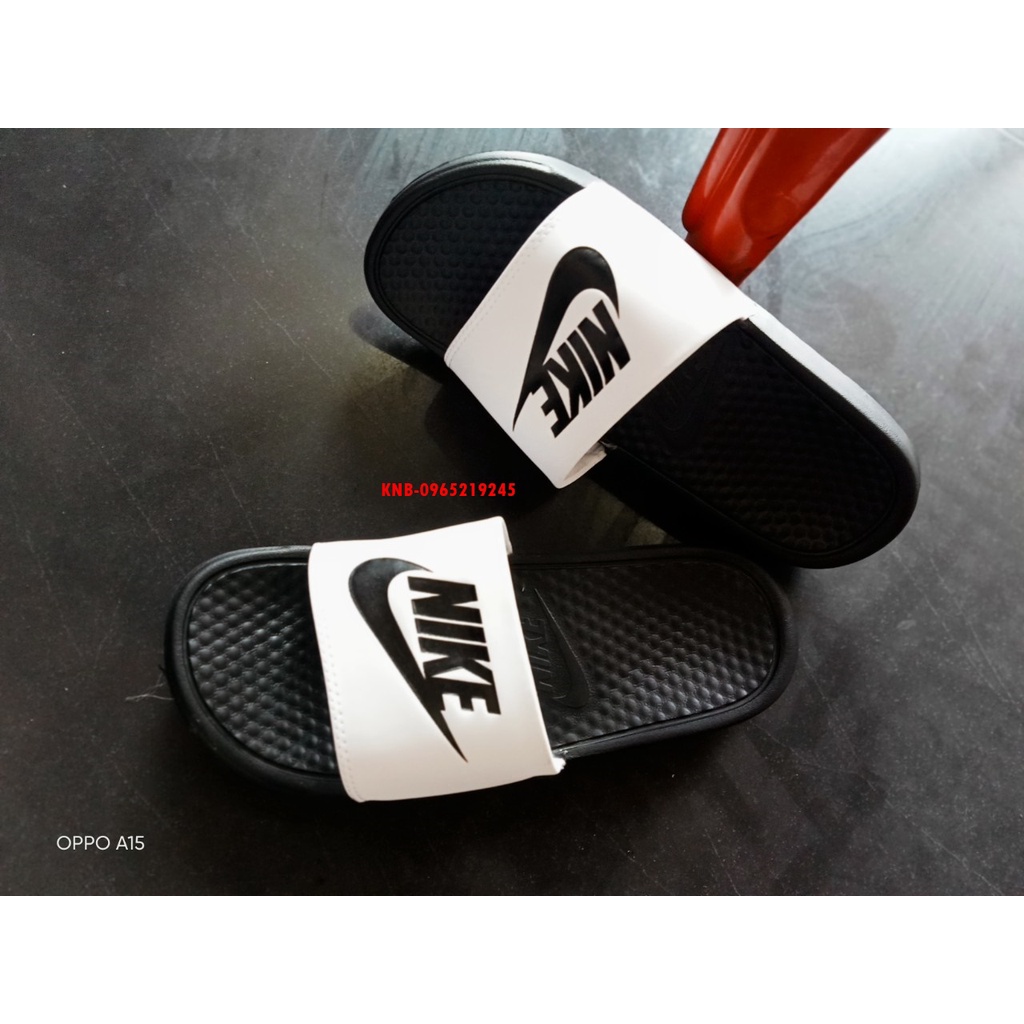 Dép nike nam nữ, dép quai ngang nam nữ unisex nike benassi cartoon ❤️FREESHIP + Hộp❤️ màu đen quai trắng