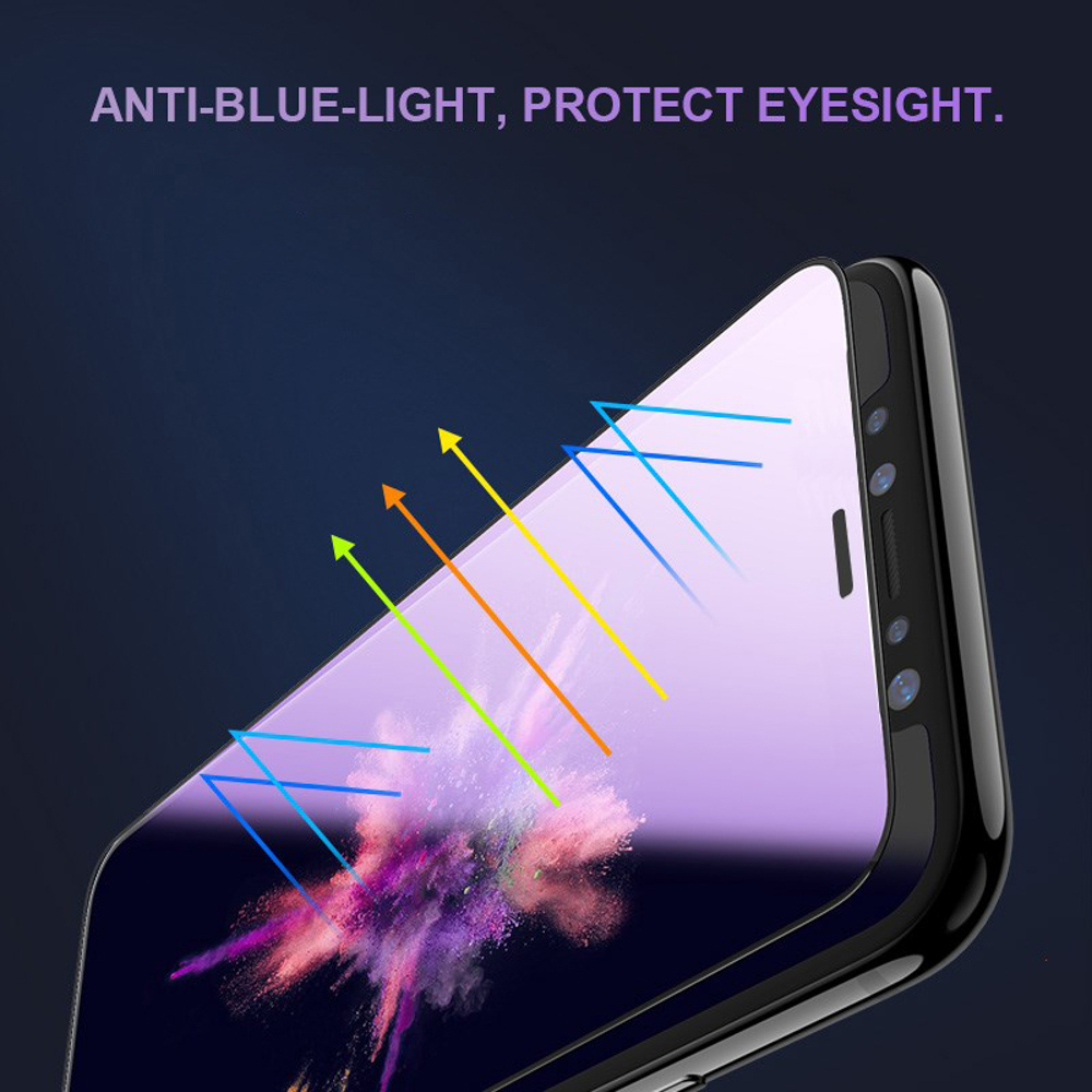 2PC Iphone 11 Pro MAX Anti-blue Ray Light HD Tempered Glass Screen 6 6s 7 8 Plus Protector IX Xs MAX XR Purple Light Film