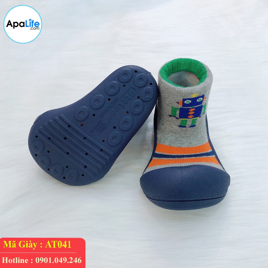 Giày tập đi Attipas Robot- Xanh Dương AT041 nhập Hàn Quốc - cho bé trai /bé gái từ 3 - 24 tháng: đế mềm