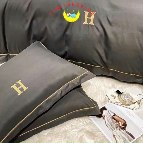 Bộ chăn ga gối lụa chữ H cao cấp, nhập khẩu – Set ga gối lụa 4 món – Timibedding