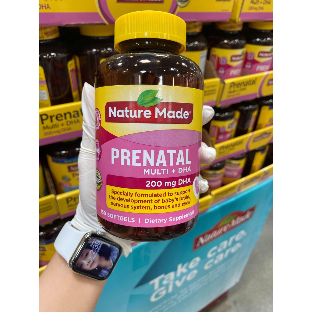 [HÀNG MỸ] Vitamin bà bầu Prenatal + DHA 200mg Nature Made - 150v