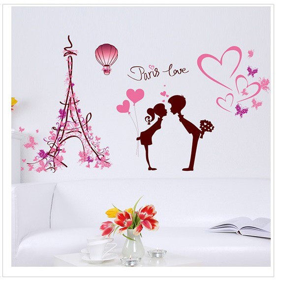 Decal dán tường tình yêu ⚡ FREESHIP ⚡ Paris 3 dán trang trí phòng cưới, phòng ngủ Decal AmyShop tại HCM