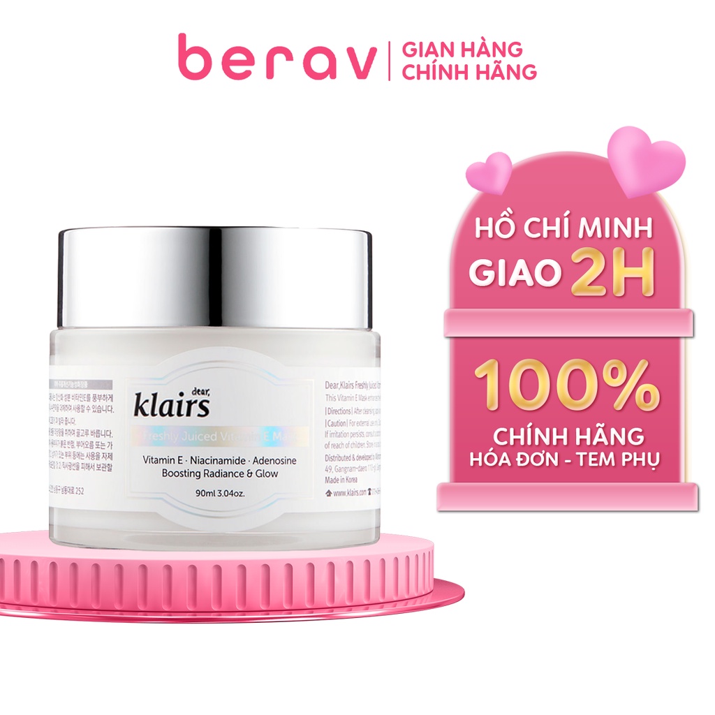 Kem Dưỡng Trắng Klairs Vitamin E 2 in 1 Kiêm Mặt Nạ Ngủ (15/90ML)
