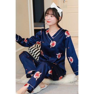 Bộ Lụa Mặc Nhà Heo Xanh cổ V 🌿 IVY400