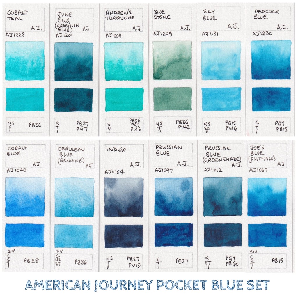 [American Journey] Pocket màu tone xanh 12 màu 1ml