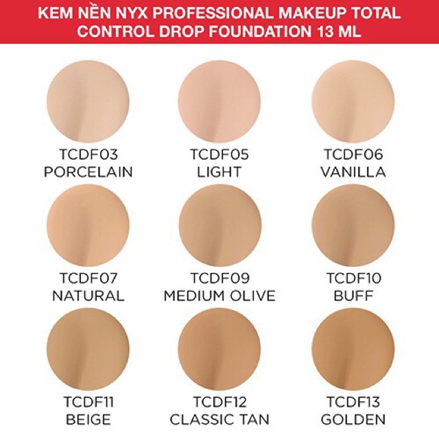 [GIÁ HỦY DIỆT] Kem nền NYX Professional Makeup Total Control Drop Foundation 13ml