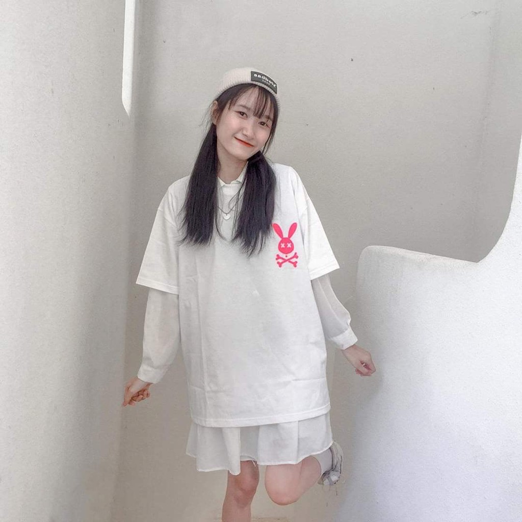 ÁO THUN NỮ COTTON IN THỎ FORM RỘNG ĐẸP Y HÌNH
