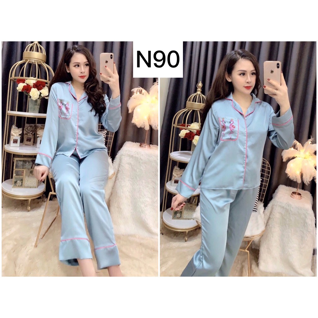 Set Đồ Bộ Pizama Ngủ Pijama Nữ Lụa Satin Cao Cấp Phối Tay Dài Quần Dài Độc Đáo Siêu Sang (Kèm Hình Thật) | BigBuy360 - bigbuy360.vn