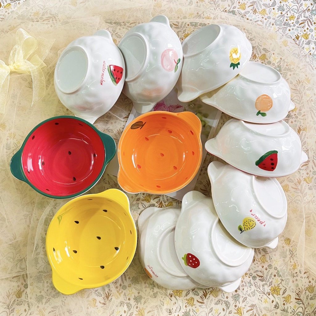 Bát Ăn Cơm Bát Chè, Ăn dặm Cho Bé cho vé xinh yêu Đĩa Sứ Chén Dĩa Sứ Dễ Thương Cute Decor Cao Cấp bát hai tai