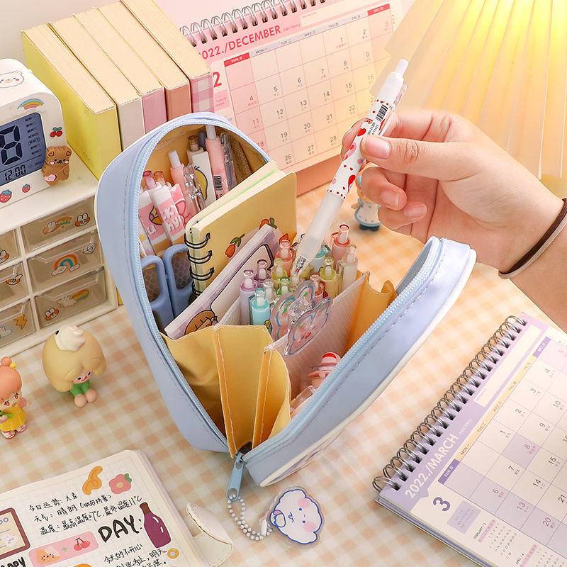⭐ iLado ⭐  Túi đựng bút trong suốt cute Dung lượng lớn túi nilong/PVC Stickers túi zip nhỏ hộp vải đựng đồ Hộp đựng hộp bút hologram bút cute bọc zip tiểu an văn phòng phẩm Đa Dụng túi đựng đồ dùng cá nhân hình