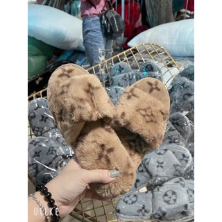 [Ảnh thật] Dép Lông Quai Ngang Lv Cao Cấp, Dép Lông Nữ Quai Ngang