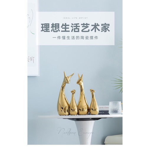 Gia Đình Nai Sứ Vàng Tài Lộc Và Thịnh Vượng Sét Gia đình 4 con