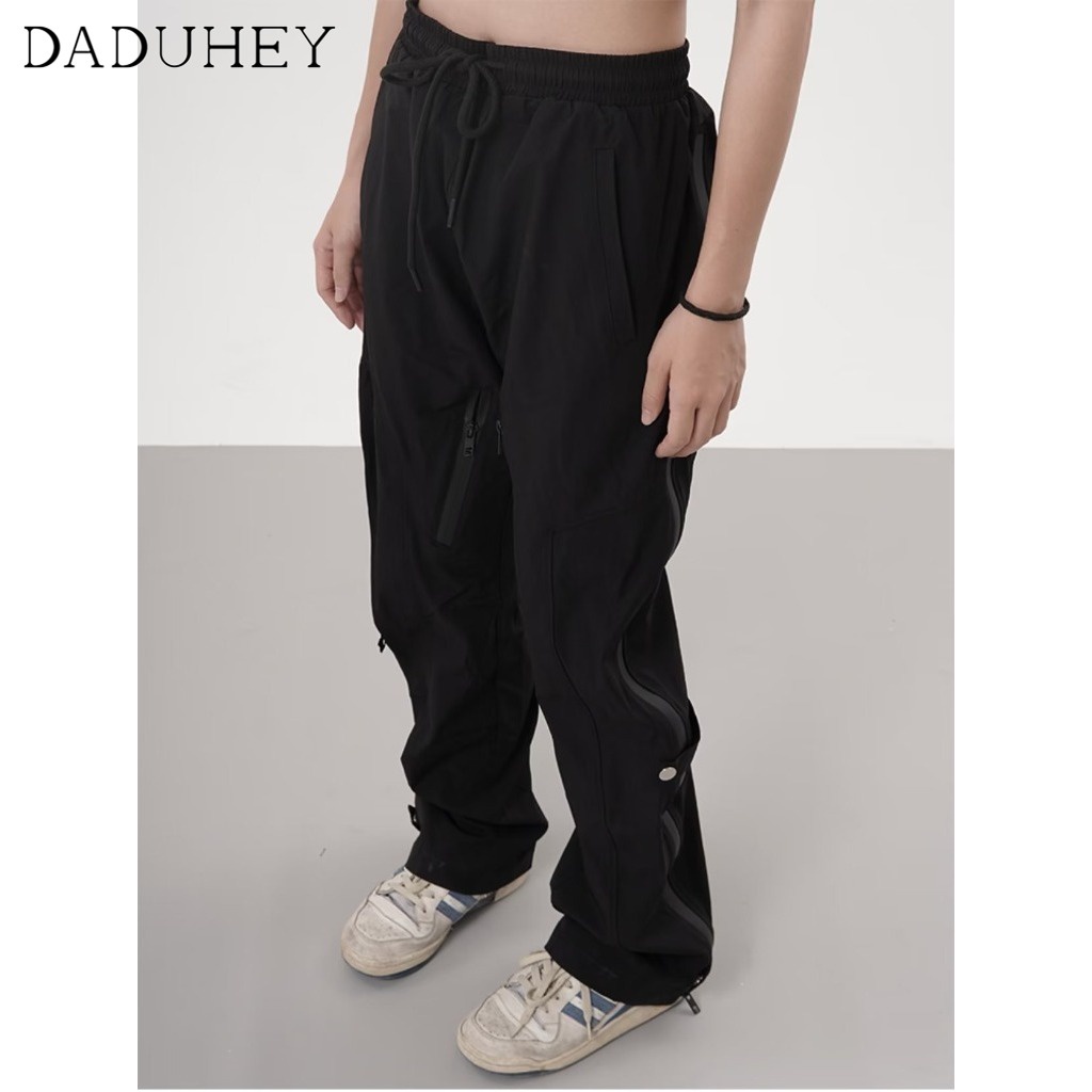 DaDuHey European and American Ins Fashion Brand Outdoor Waterproof Zipper Functional Overalls Men's and Women's Loose Straight Casual Pants