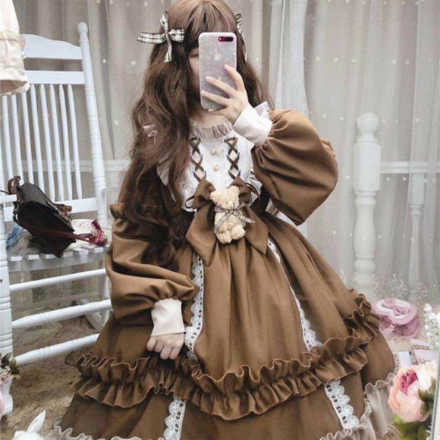 [HÀNG LOẠI 1 CÓ SẴN] Váy / Đầm Lolita Casual OP Nhật Bản - Tặng Cài Nơ Gấu ✨váy đầm công chúa,dự tiệc, tiểu thư,nàng thơ