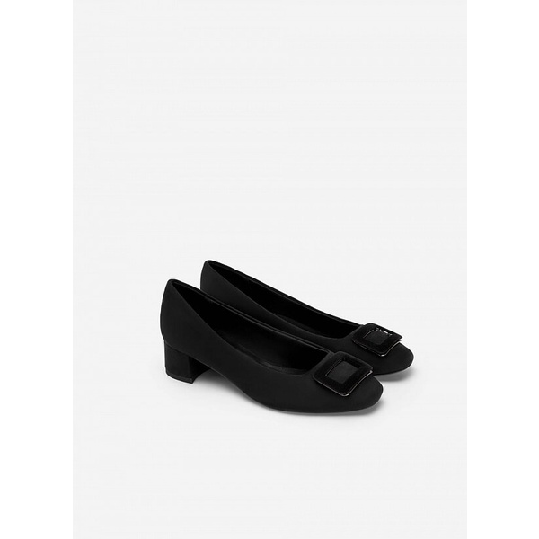 Vascara GIÀY BÍT MŨI NUBUCK KHÓA VUÔNG GÓT TRỤ - BMN 0529 - MÀU ĐEN