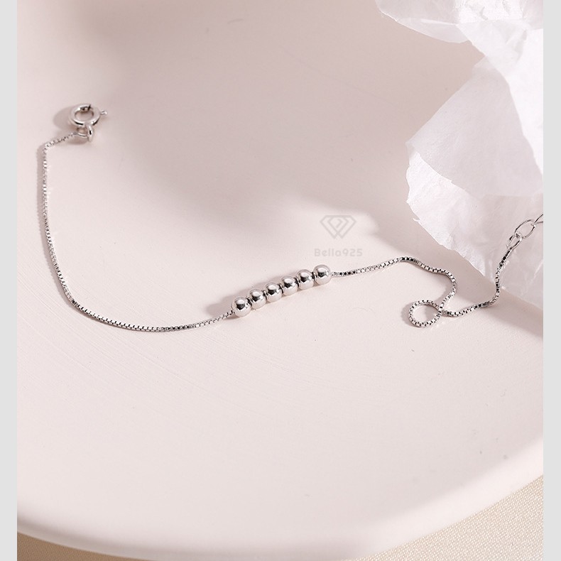 Lắc tay bạc đính bi tròn vòng tay mạ vàng hàng hộp sang trọng Bella925 S010