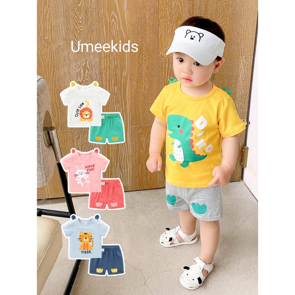 Bộ Quần Áo Cộc Tay Trẻ Em HBKids Hoạt Hình Dễ Thương, Mặc Mùa Hè, Đi Chơi Đi Học Cho Bé Trai Bé Gái_Umeekids