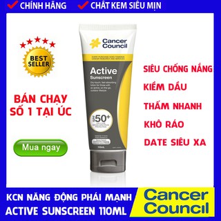 [CHÍNH HÃNG] Kem chống nắng cho Nam Cancer Council Active Sunscreen NHÃN ĐEN 110ml SPF50+ PA ++++
