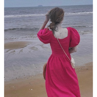 Váy midi 2 lớp tay bồng