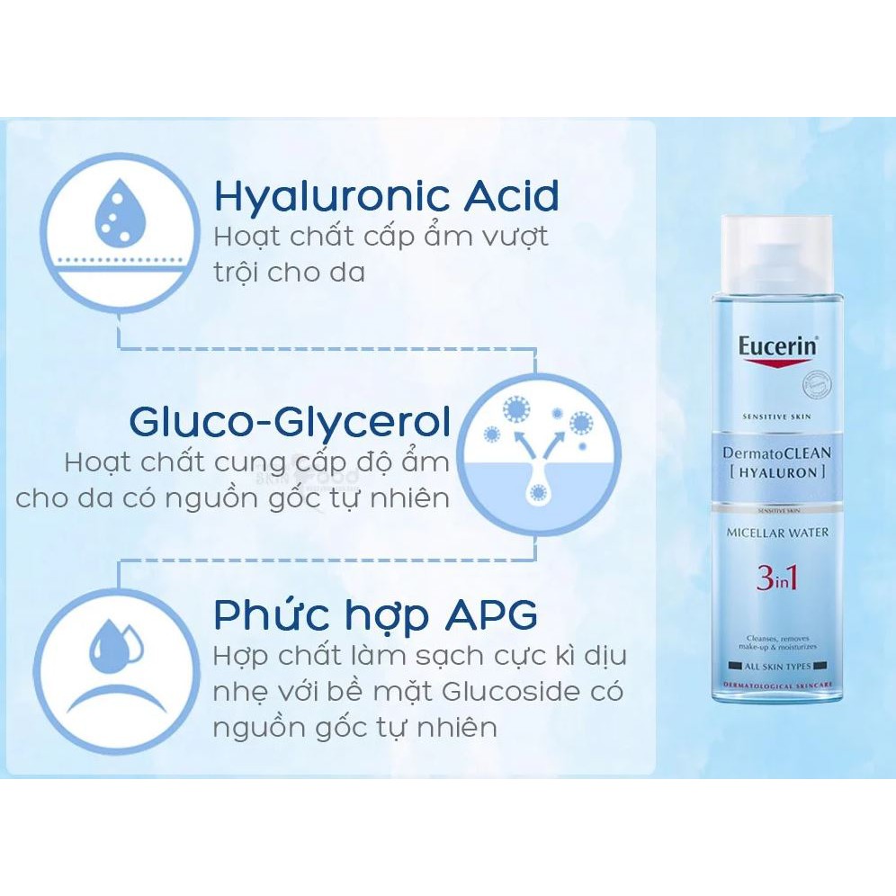 Nước Tẩy Trang Dịu Nhẹ Cấp Ẩm Cho Da Nhạy Cảm Eucerin Sensitive Skin Dermatoclean Micellar Water 3 in 1