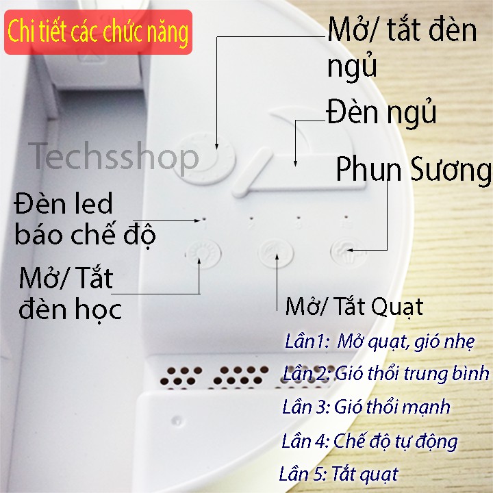 Quạt Phun Sương Mini Gấp Gọn Để Bàn Pin Sạc 7200mAh Có Đèn Ngủ - Quạt Xếp Gọn Tùy Chỉnh Độ Cao H9