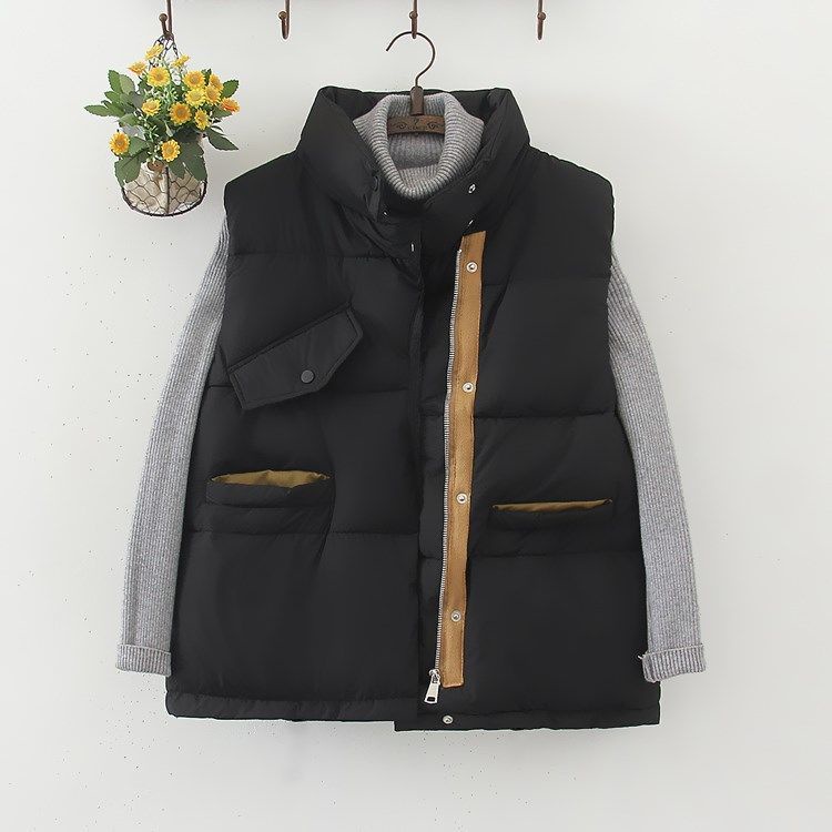 Áo khoác phao cotton dày dặn không tay cổ đứng phong cách Hàn Quốc thời trang thu đông dành cho nữ