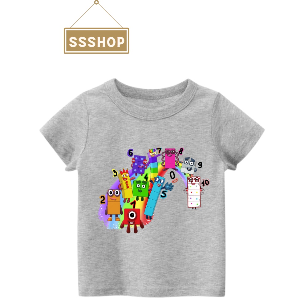 Áo thun trẻ em💖Áo cotton mát mịn họa tiết Hoạt Hình NumberBlock dễ thương cho bé trai và bé gái - SSSHOP 07