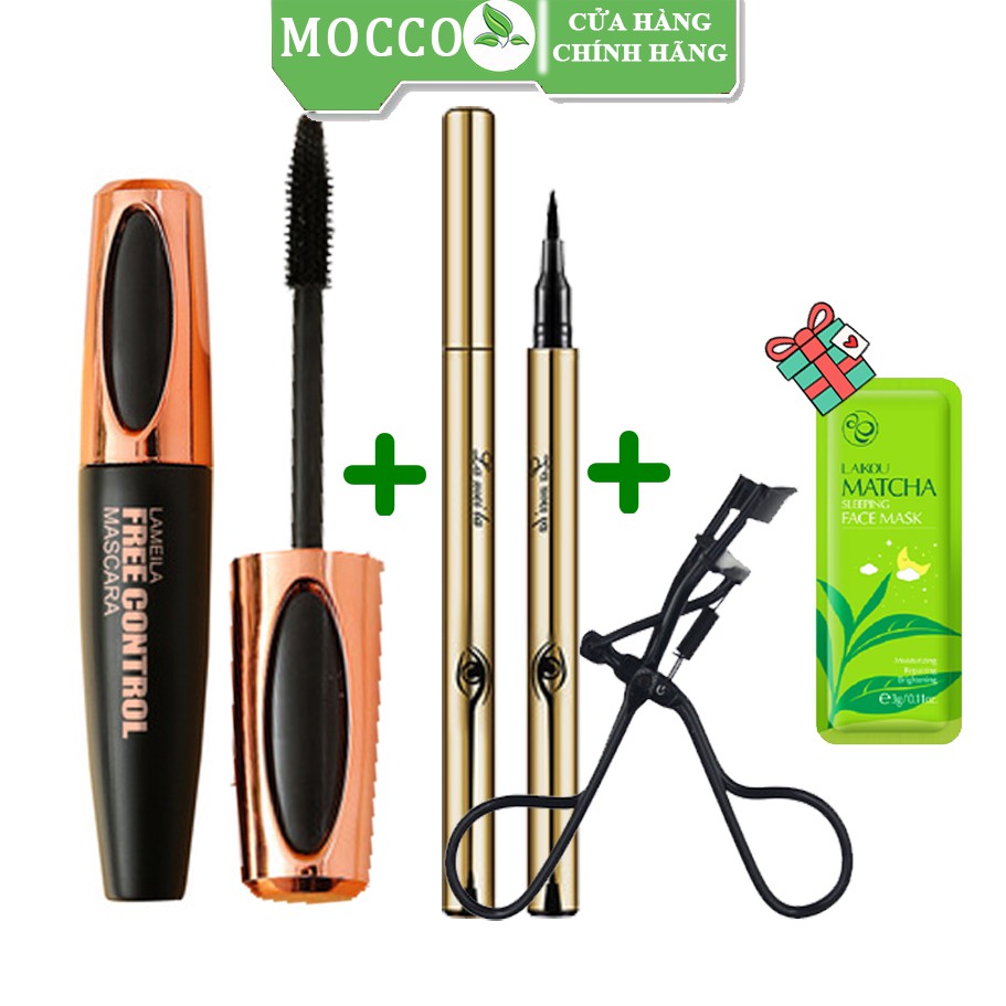 Bộ trang điểm mắt LAMEILA Mascara + kẻ mắt dạng lỏng + uốn lông mi mang đi du lịch