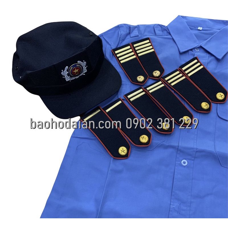 Áo bảo vệ ngắn tay logo tay kèm phụ kiện (cầu vai 4 gạch đồng + nón kèm sao)