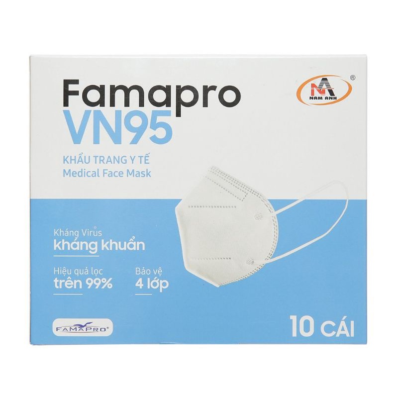 Combo 5 hộp 50 cái khẩu trang VN95 Famapro N95 Famapro 4 lớp kháng khuẩn